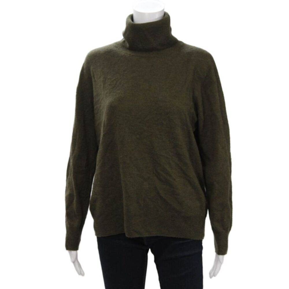 Zara Women Pullover Turtleneck Wool Sweater Army Green Long Sleeve Size M
